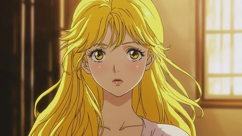 Sunlit Anime Portrait of a Blonde Woman