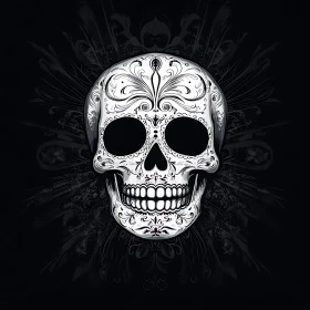 Stylized Skull with Intricate White Patterns