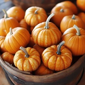 Autumn Harvest: Pumpkins in a Rustic Basket