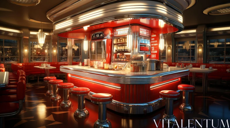 Retro Diner Interior: A Journey Back in Time AI Image