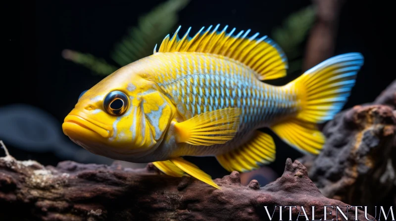 Vivid Blue and Yellow Fish - A Remarkable Aquatic Portrait