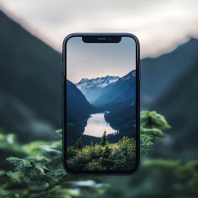 Serene Mountain Landscape on Phone