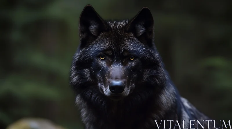 Portrait of a Black Wolf AI Image