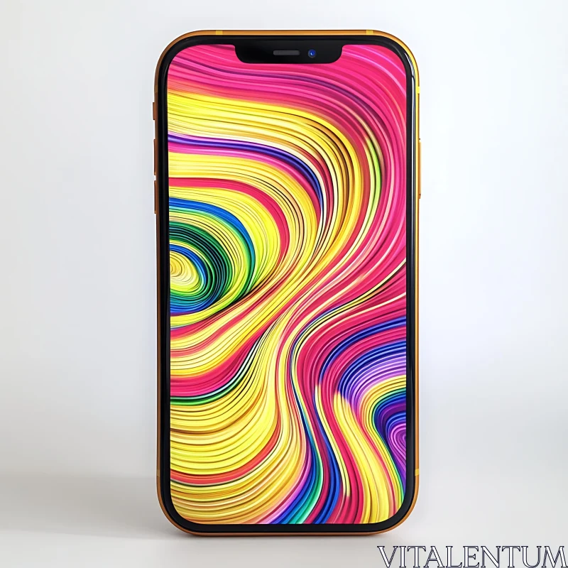 AI ART Modern Smartphone with Vibrant Abstract Swirls