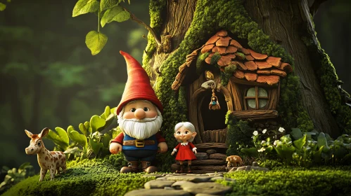 Gnomes Living in a Fairy Tale House