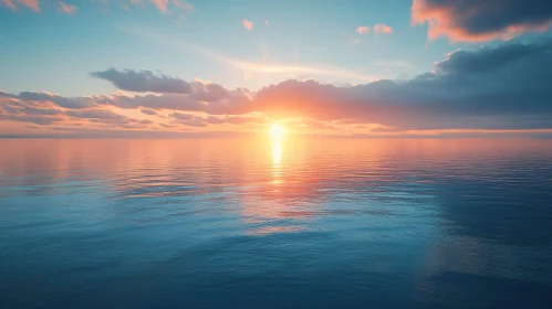 Golden Glow Across Blue Ocean at Sunset