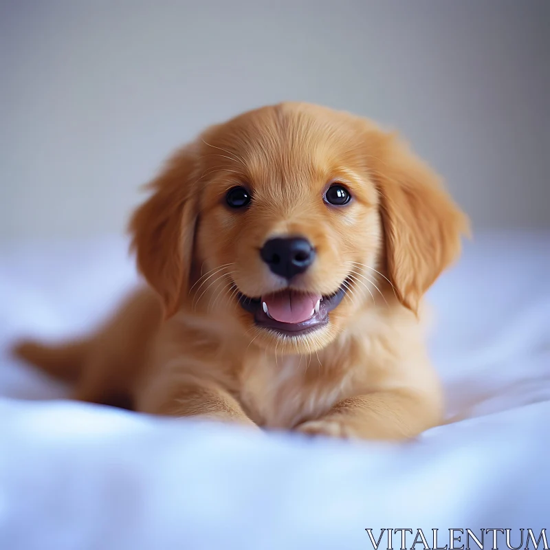 Adorable Golden Retriever Puppy Close-Up AI Image