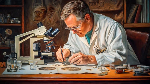 Microscopic Analysis by Researcher