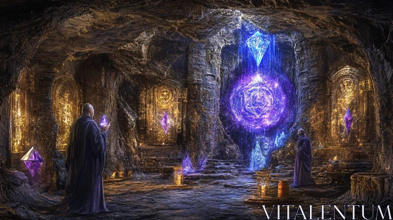 Arcane Gathering in Crystal Cave AI Image