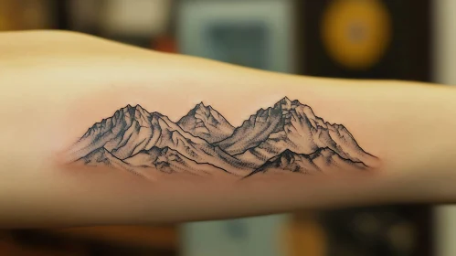 Monochromatic Mountain Arm Tattoo