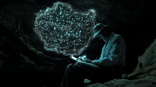 Cave Writer with Glowing Orb