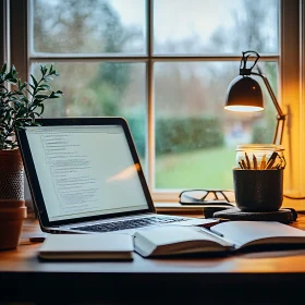 Cozy Home Office Setup Near Window