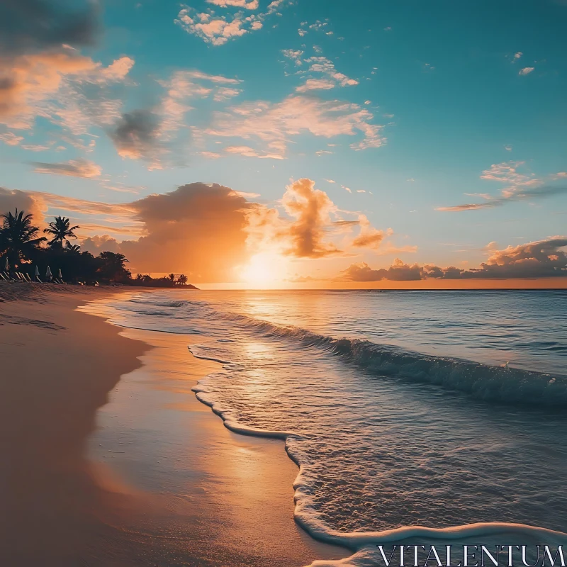 Coastal Sunset Serenity AI Image