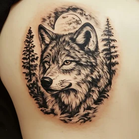 Detailed Wolf Head Tattoo Art