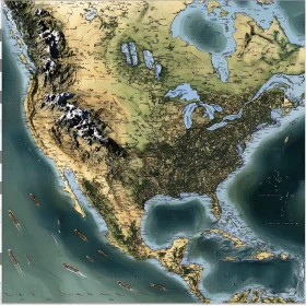 Antique North America Cartography Art