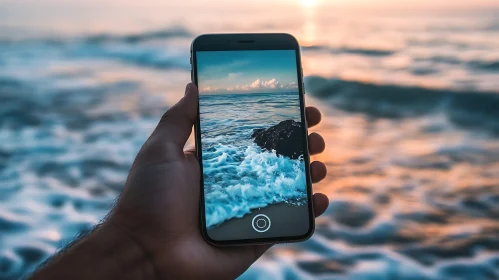 Smartphone Captures Sunset Over the Sea