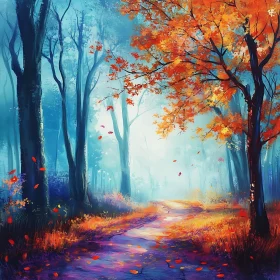 Mystical Forest Path in Autumn