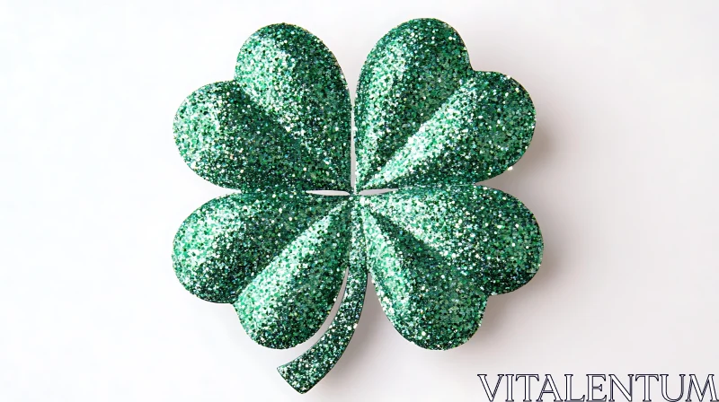 AI ART Green Glitter Shamrock on White Background