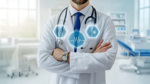 Medical Professional with Digital Health Interface