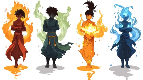 Four Elements Anime Characters