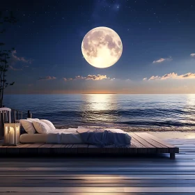 Ocean View Bed under the Moon