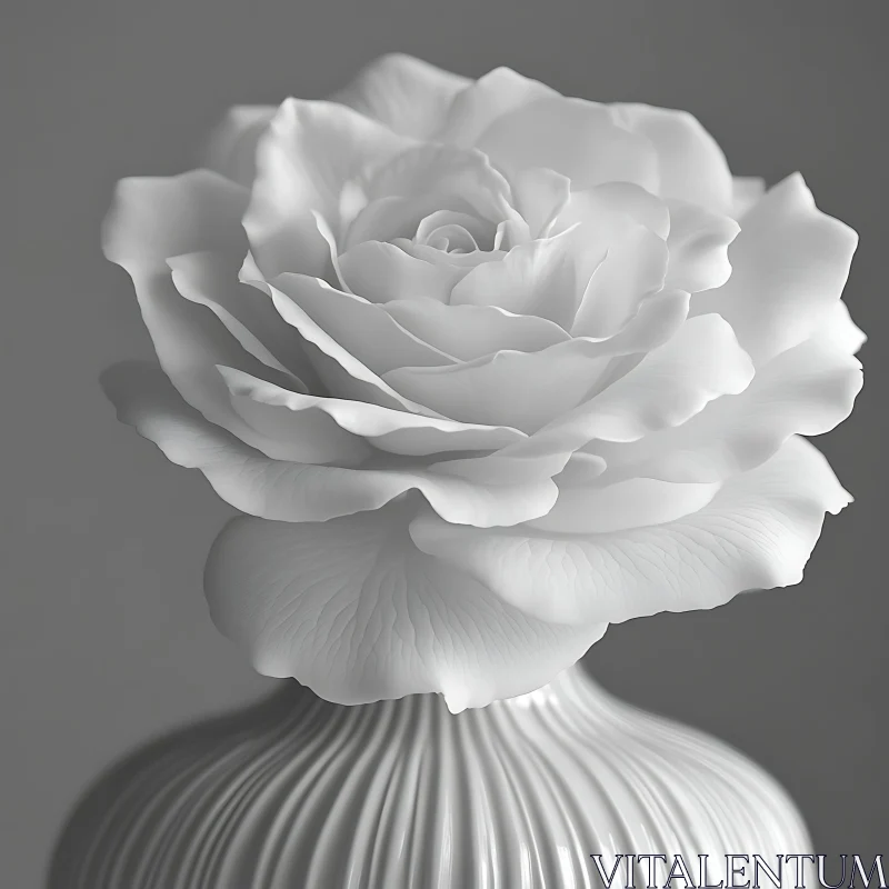 Monochromatic White Rose in Detail AI Image