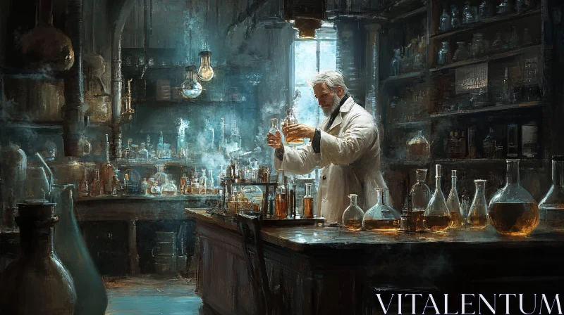 AI ART Alchemist in the Dark Laboratory