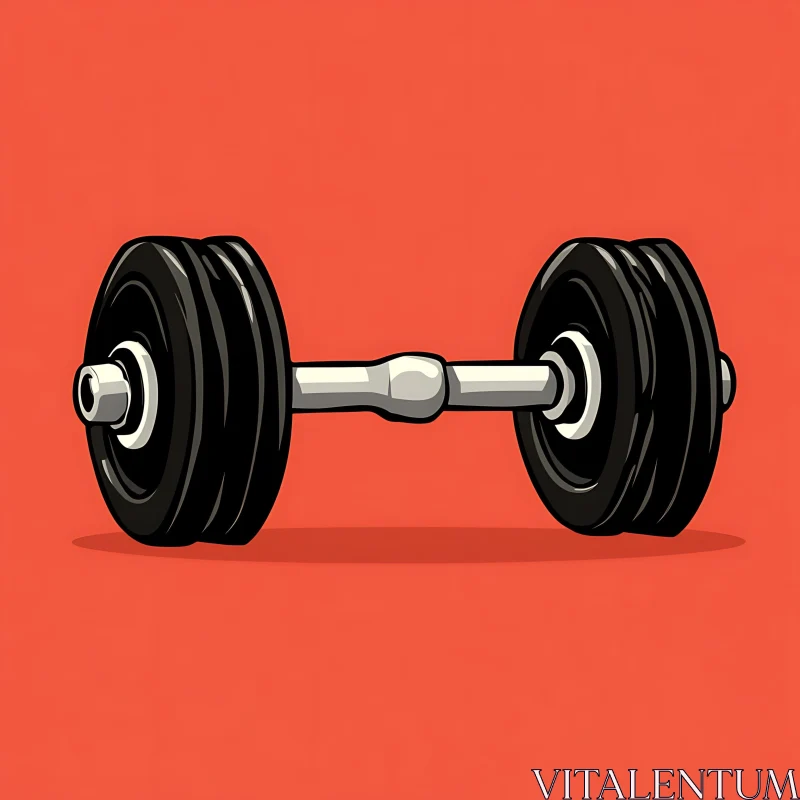 AI ART Weightlifting Dumbbell on Red Background