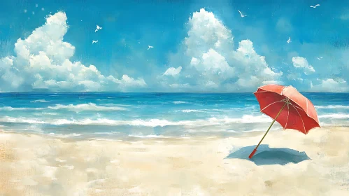 Seaside Serenity with Parasol