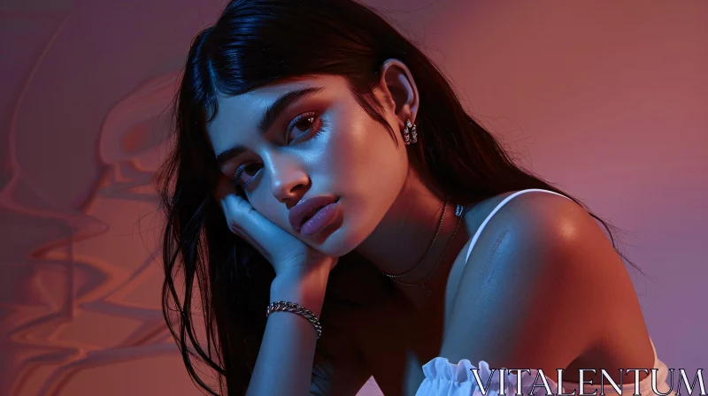 Kylie Jenner Thoughtful Mood Portrait AI Image