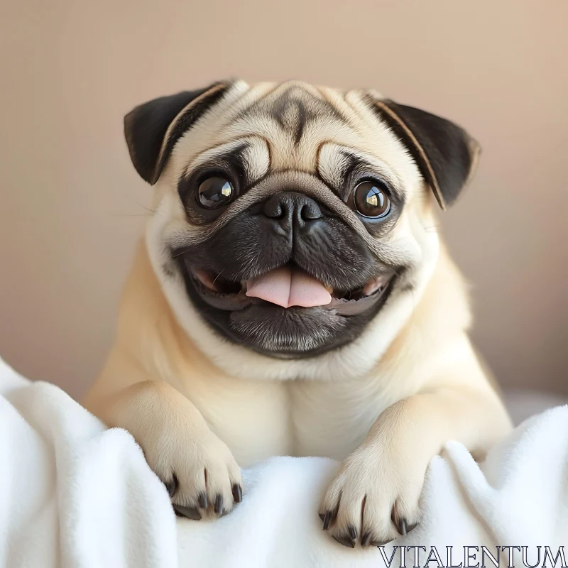 Happy Pug Close-Up Image AI Image