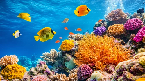 Colorful Fish Swimming Near Coral Reef