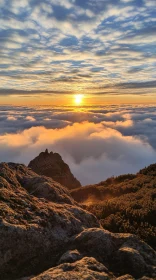 Ethereal Sunrise Over Mountain Peaks