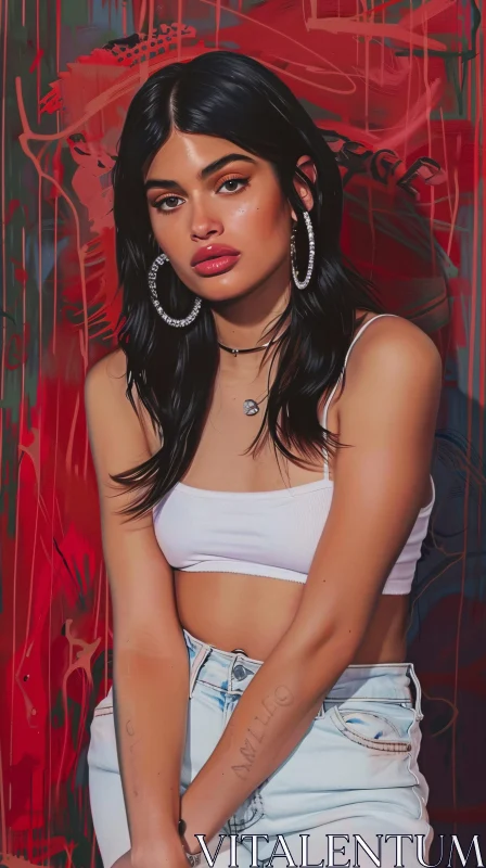 Kylie Jenner Fashionable Art Portrait AI Image