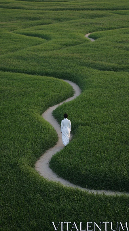 AI ART Winding Trail in a Verdant Meadow