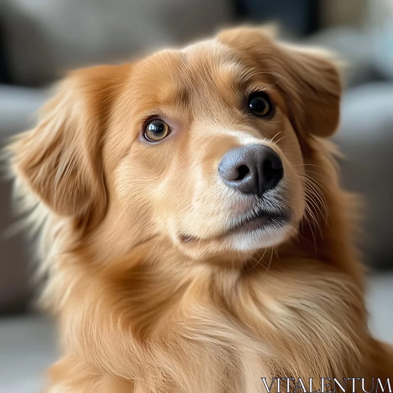 Adorable Golden Retriever with Thoughtful Expression AI Image