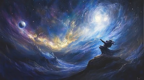 Galactic Figure on Rocky Outcrop Painting