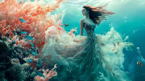 Submerged Elegance: A Woman's Underwater Dance