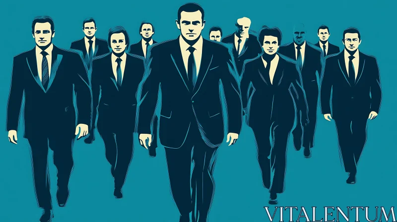 AI ART Men in Suits Walking Forward