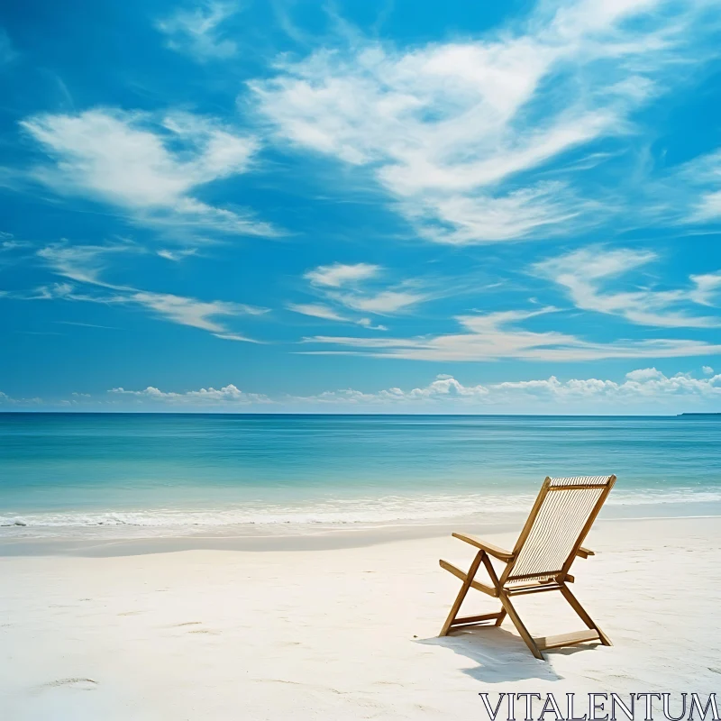 Beach Chair Bliss: Relaxing Ocean View AI Image