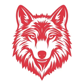 Stylized Red Wolf Head Design