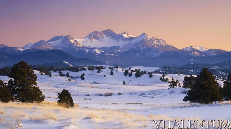 AI ART Winter Mountain Landscape with Snow