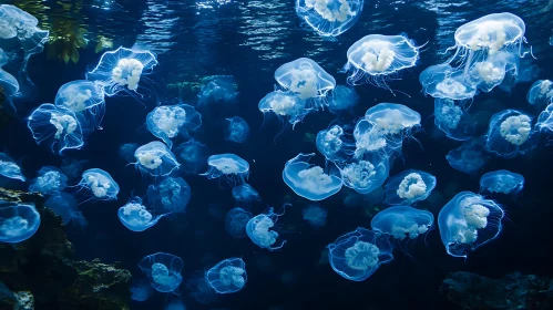 Floating Jellyfish in Ocean's Depths