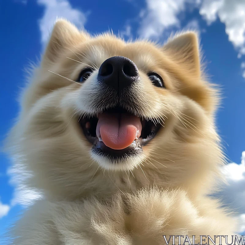 Joyful Fluffy Dog on a Sunny Day AI Image