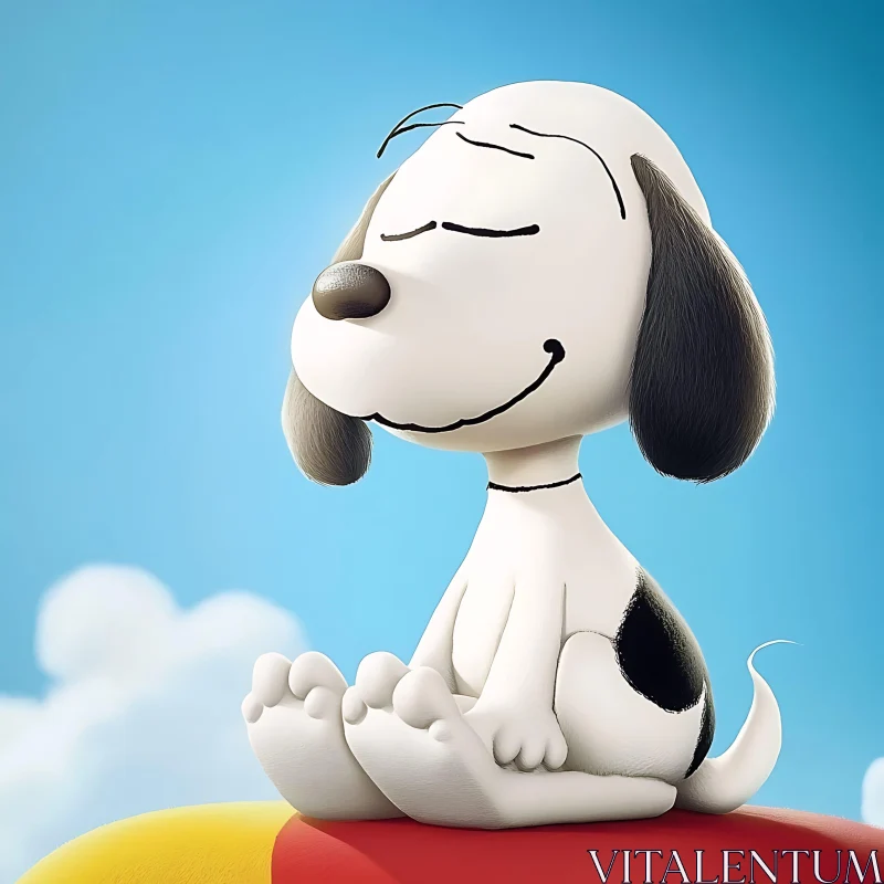 Smiling Cartoon Dog Enjoying Serenity AI Image