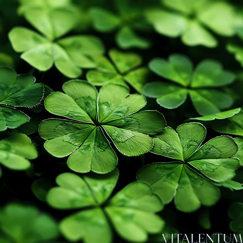 Emerald Clovers in Gentle Light AI Image