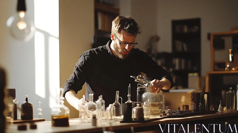 AI ART Glassblower Shaping Art in Workshop