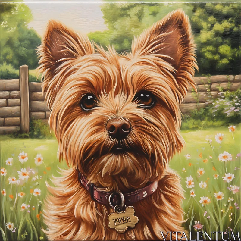 AI ART Expressive Brown Dog in a Lush Garden