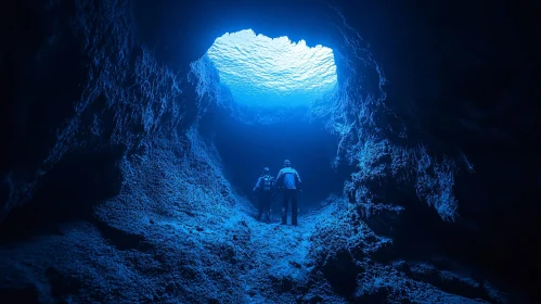 Divers in a Blue Cave