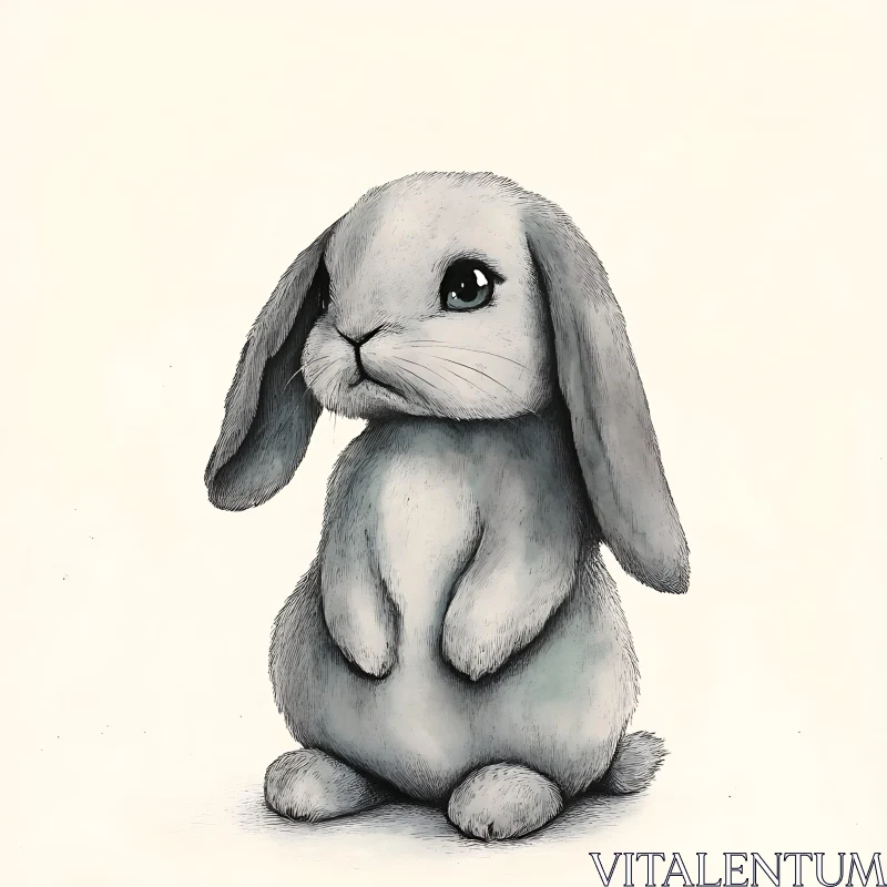 Charming Grayscale Bunny Portrait AI Image